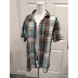 Rip Curl Men's Plaid Short Sleeve Button Up Shirt Slim Fit XL